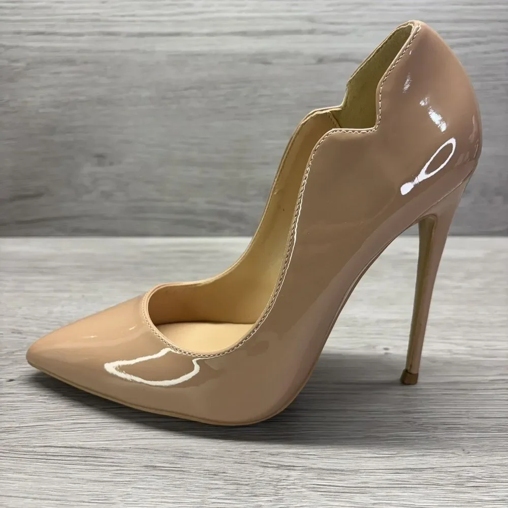 COLETER Women's 4 Inch Pumps Pointy Toe Dress Shoes Stiletto Pumps Sz 7.5 Beich